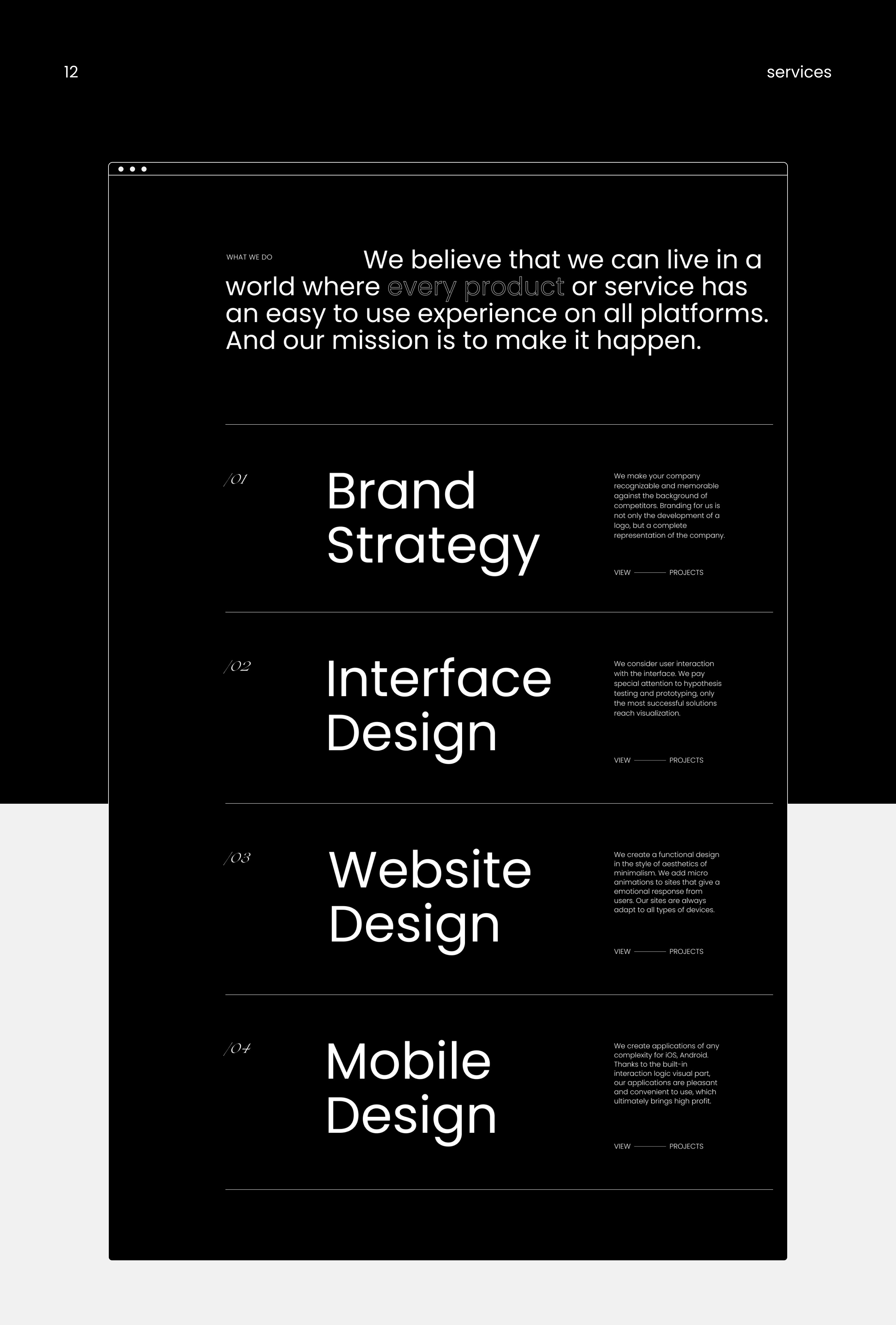 Website design for presentation agency Ochi by design studio obys.