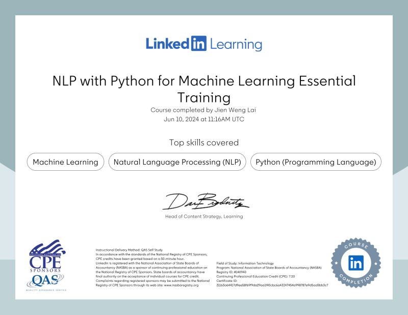 NLP for Machine Learning