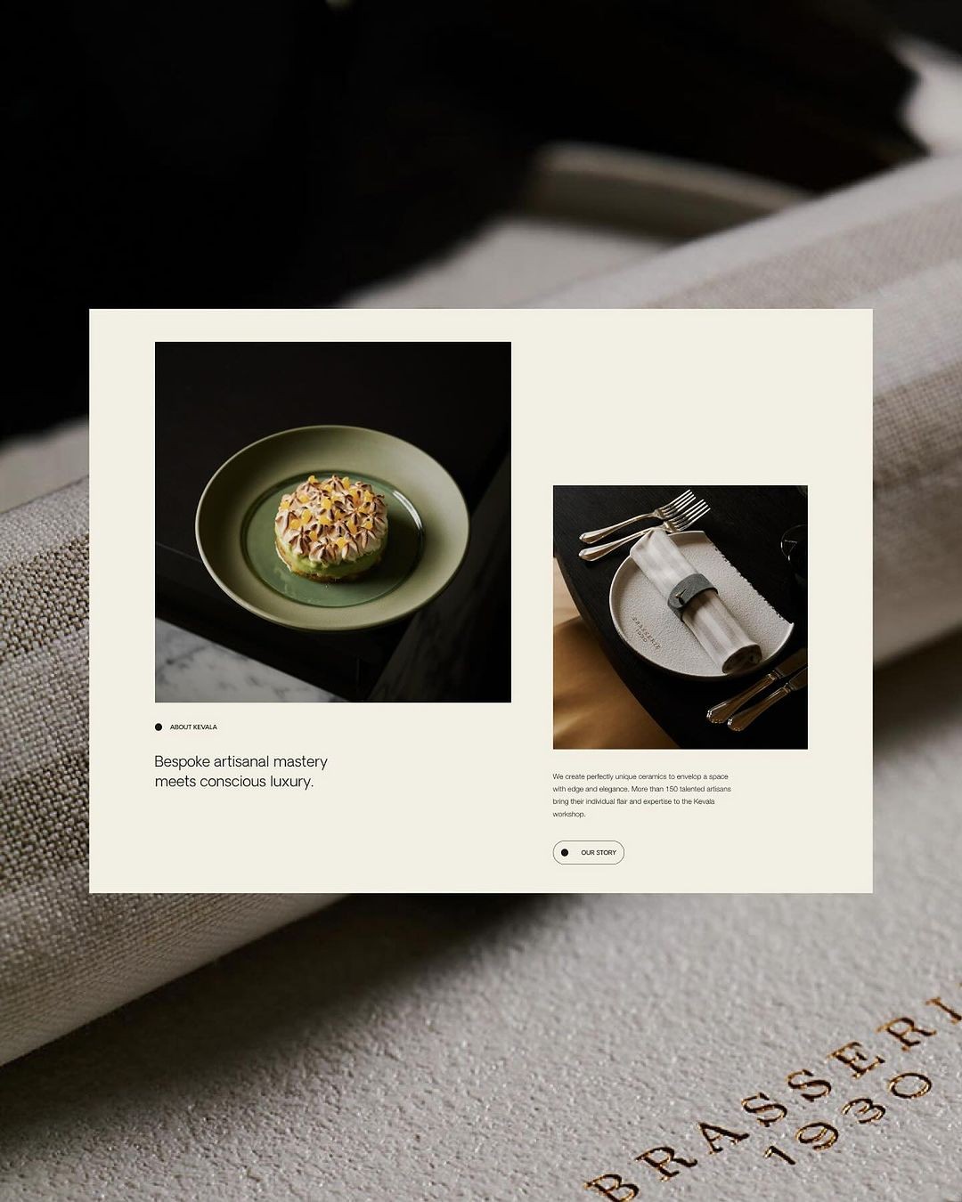 A preview of the new website for high-end ceramics manufacturer Kevala Ceramics.