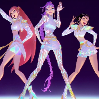 A cover of "k-pop demon hunters" cluster. The owner is lily.grace. The cluster description is "the art style and direction in this film >>>". The cluster consists of 60 elements.