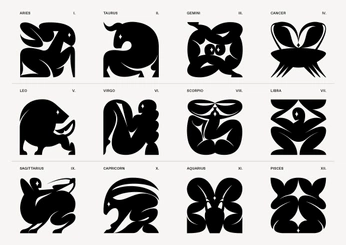 A cover of "acid zodiac sign graphic" cluster. The owner is nome.simpatico. The cluster consists of 21 elements.