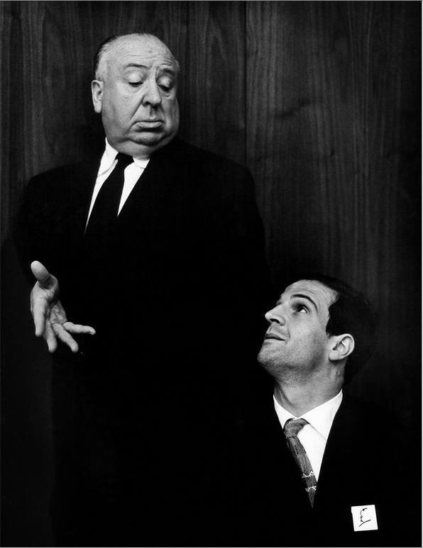 Film directors Alfred Hitchcock and François Truffaut in 1962. Photo by Philippe Halsman.