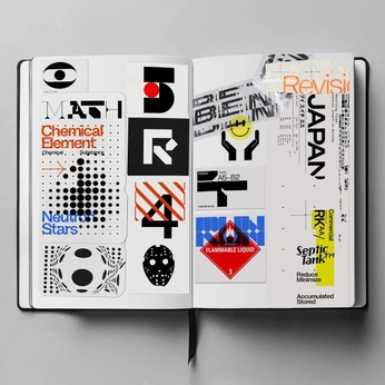 A cover of "DESIGN | Organised Chaos" cluster. The owner is jpelasio. The cluster description is "Brutalist Chaos Style". The cluster consists of 7 elements.