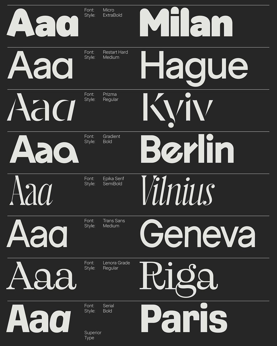 An Instagram carousel post added by designwithjayr on Jan 17, 2024. The author is @superior_type.