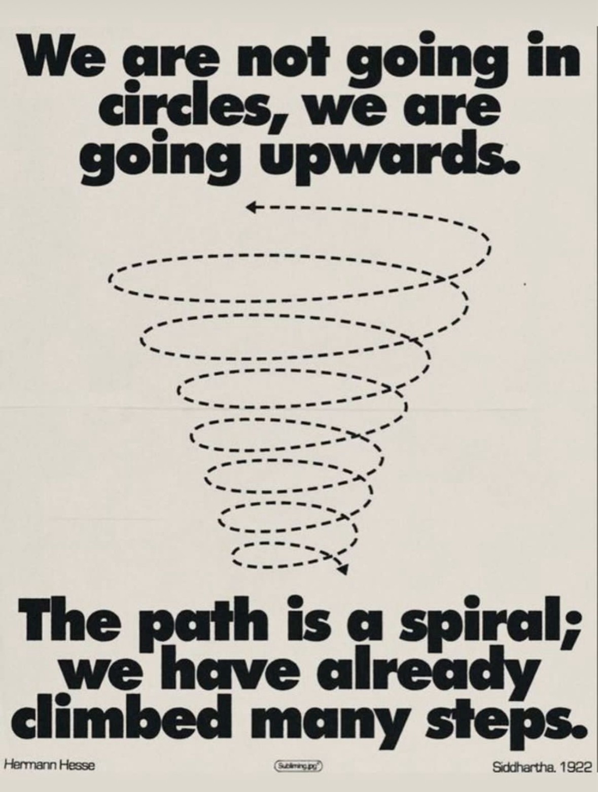 An image added by joshrubin on Aug 22, 2023. May present: font, siddhartha, we are not going in circles.