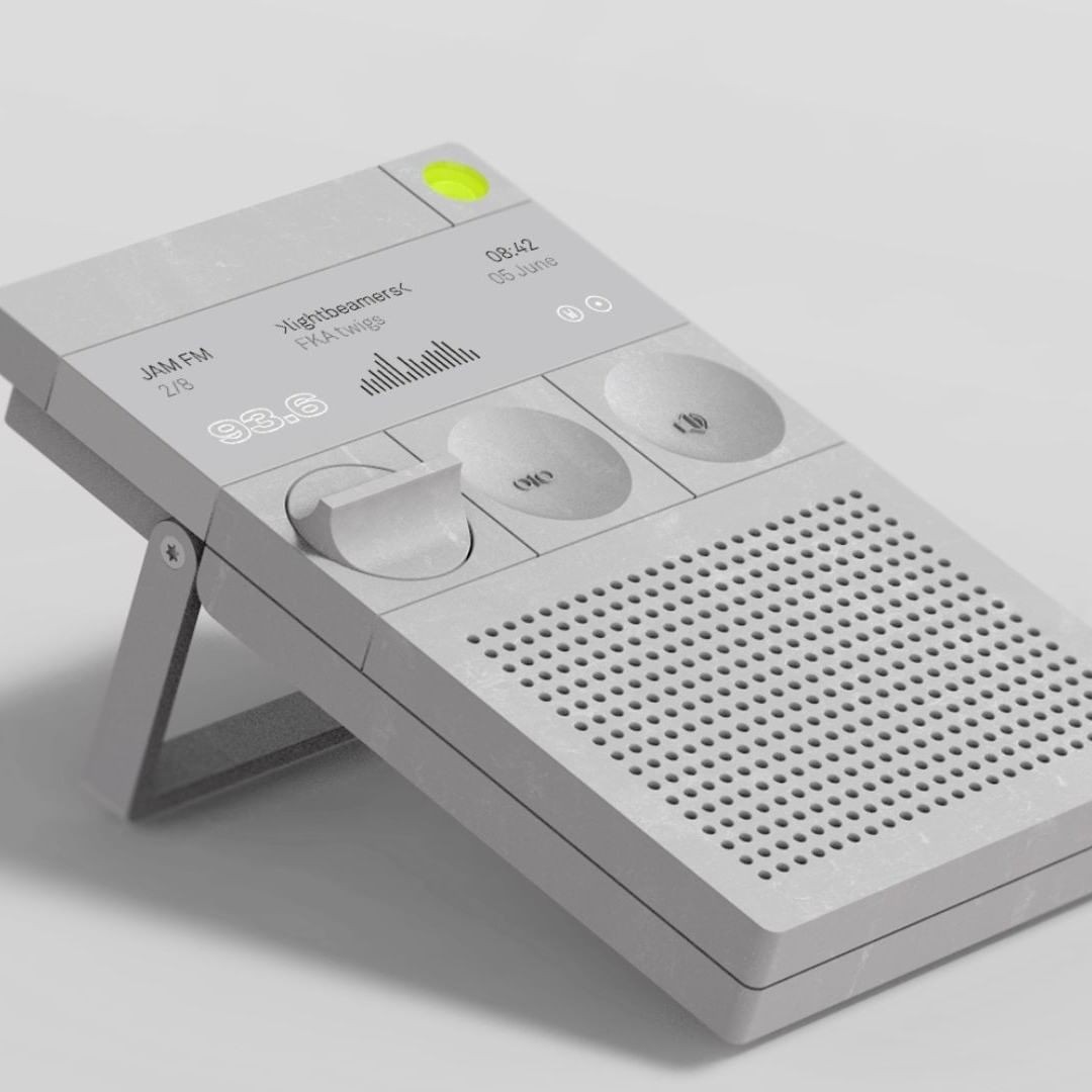 An Instagram  post added on Jan 24, 2024. The author is @minimal_lemonade. May present: radio industrial design, industrial design, design, product design, gadget.