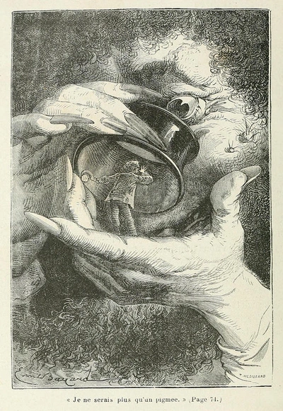 An image added by cosmos on Jul 11, 2024. May present: émile antoine bayard, around the moon, from the earth to the moon, illustration.