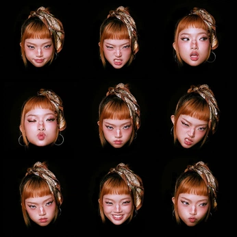 A cover of "Expresiones faciales" cluster. The owner is luzbb. The cluster consists of 9 elements.