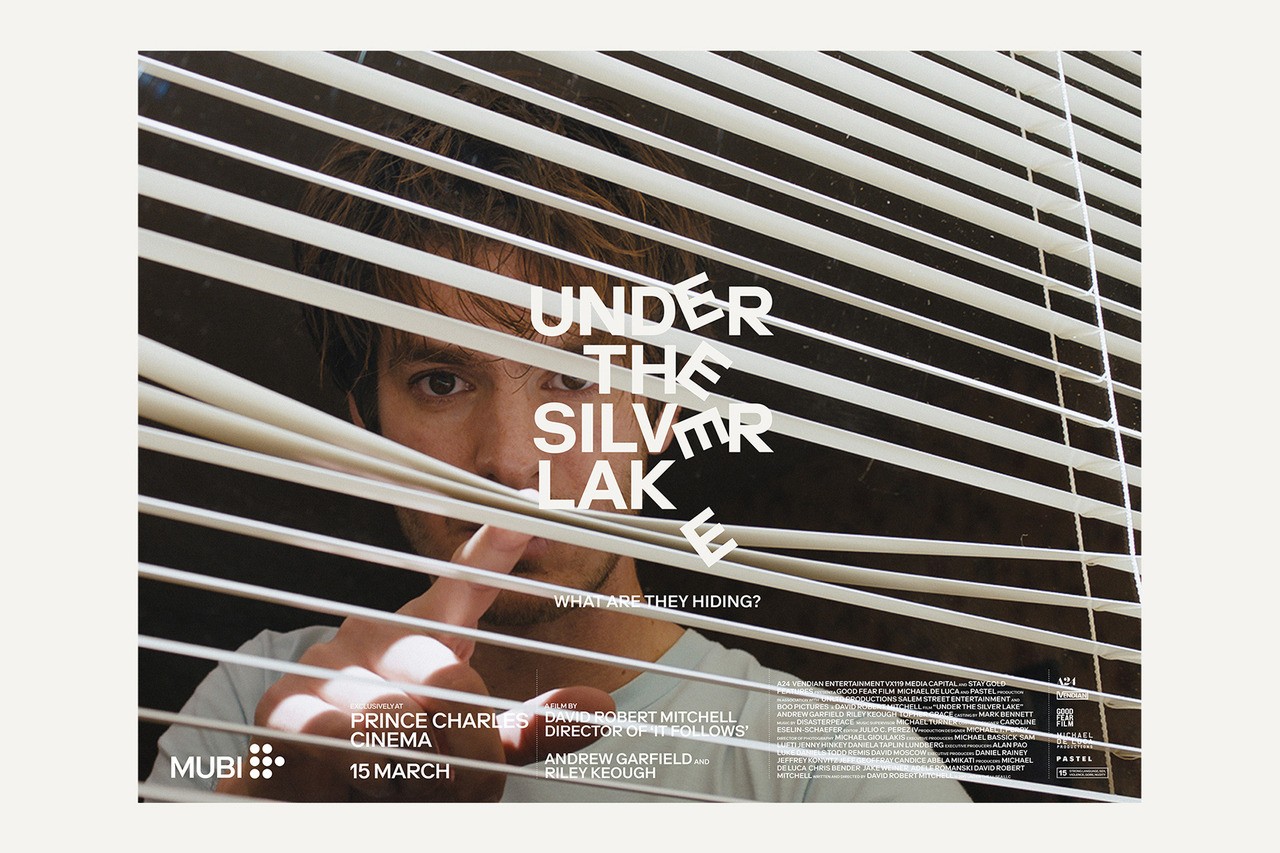 Poster for the 2018 film Under the Silver Lake by director David Robert Mitchell, starring Andrew Garfield.