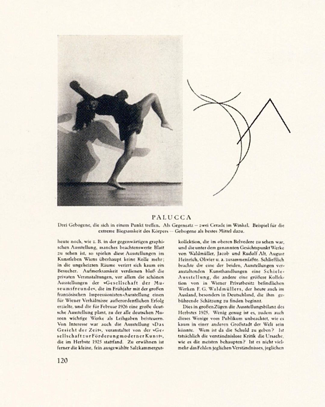 Movements of dancer Gret Palucca photographed by Charlotte Rudolph and drawn by Wassily Kandinsky for the essay Dance Curves in Das Kunstblatt, 1926.
