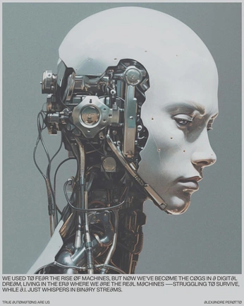 A cover of "AI技術如何成為科技與設計發展的雙面刃" cluster. The owner is a113141028. The cluster description is "AI的飛速發展為人類生活帶來了極大的便利，但同時也引發了取代人類角色的擔憂。這個子主題將探討AI對於創意設計、日常生活與未來工作的影響。". The cluster consists of 30 elements.