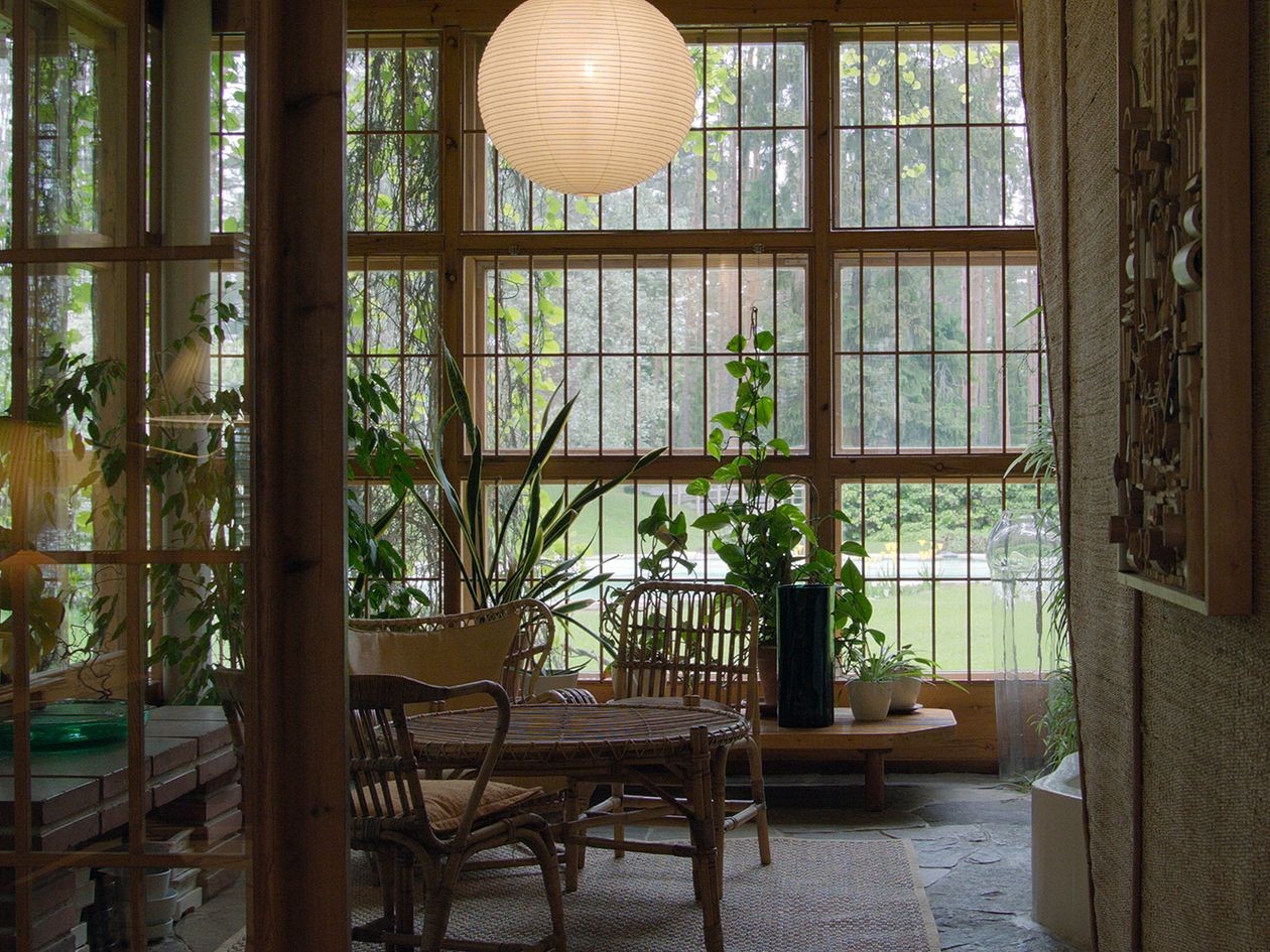 The winter garden of Villa Mairea, designed by Aino Aalto and Alvar Aalto, from the film Aalto.