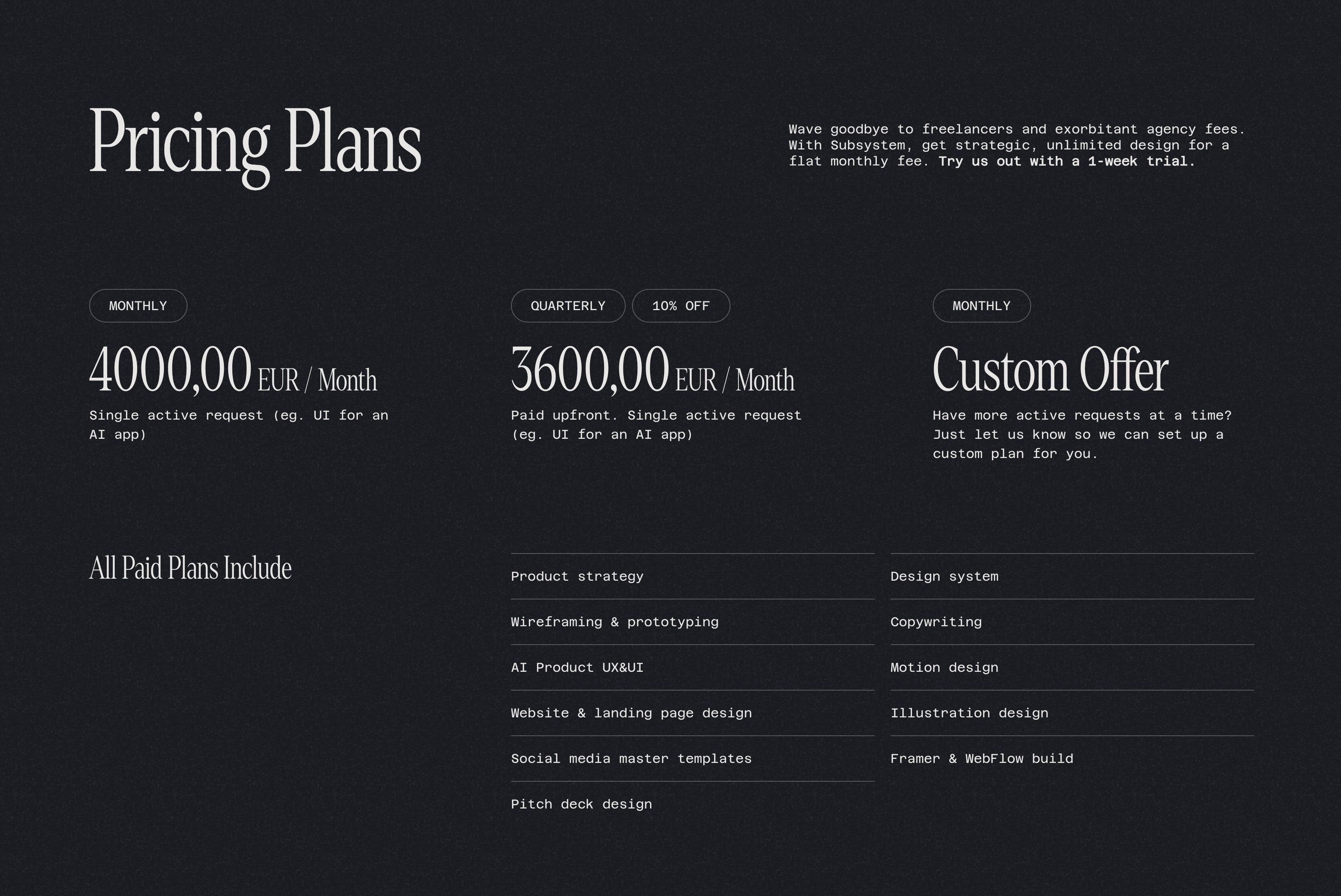 Pricing Plan