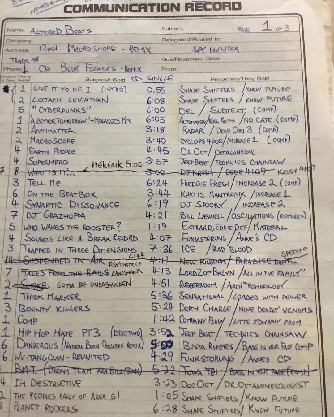 ALTERED BEATS SETLISTS 2