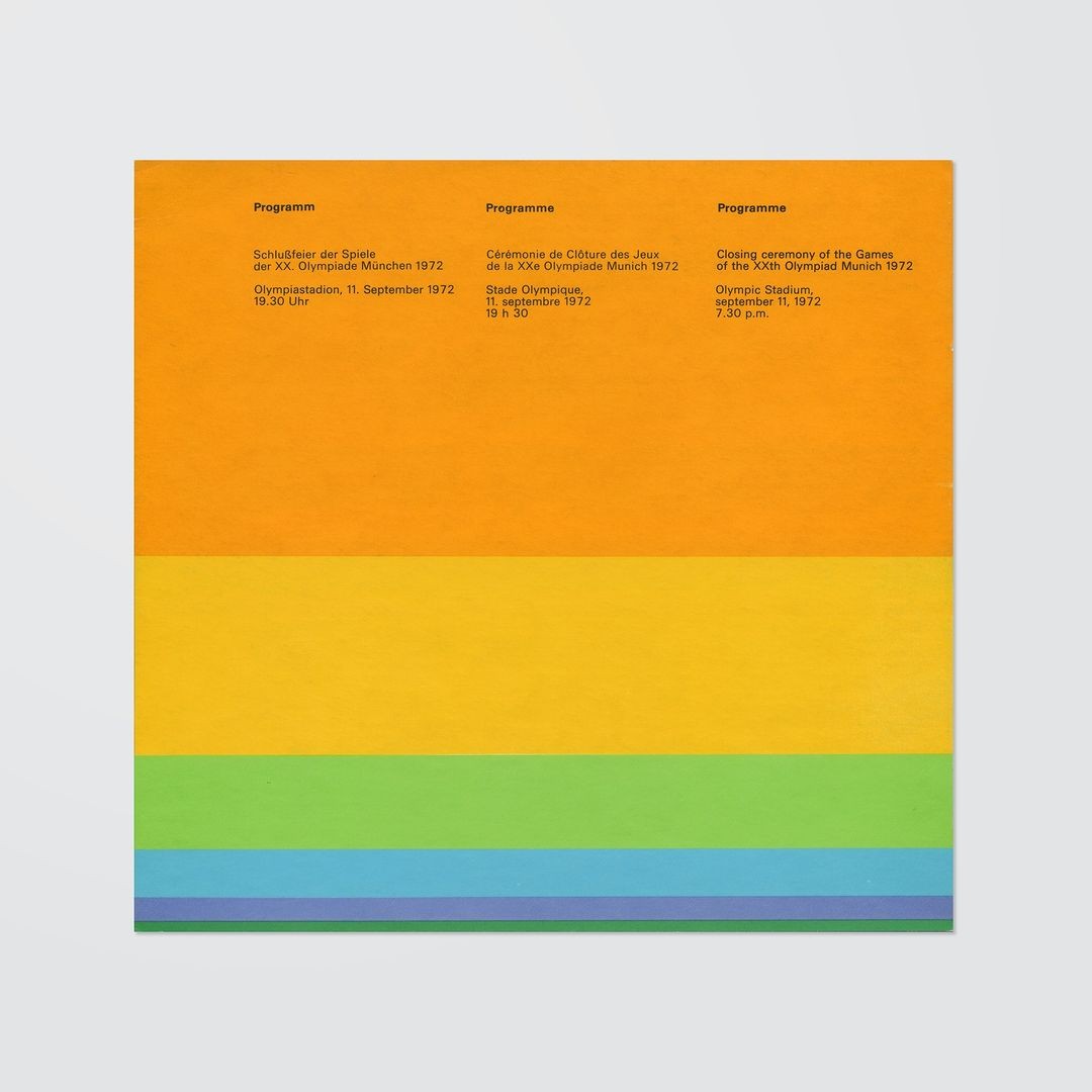 Programme for the closing ceremony of the 1972 Munich Olympics, designed by Ian McLaren.