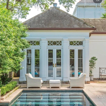 A cover of "exterior / garden / pool" cluster. The owner is bethanyjanej. The cluster consists of 28 elements.