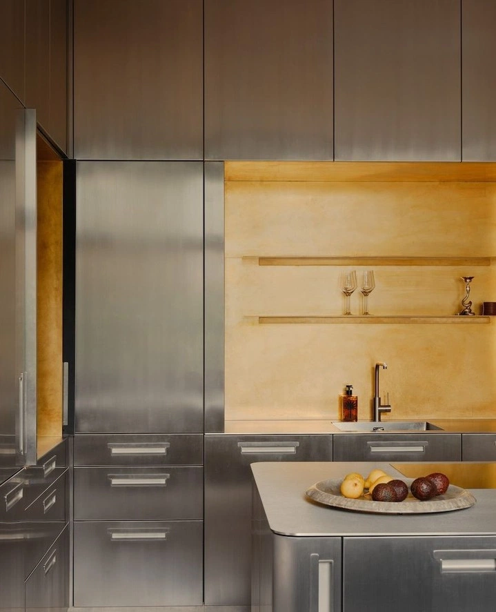Chrome kitchen warm interior design