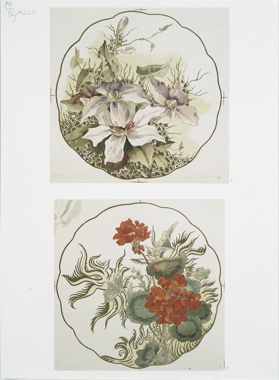China painting #3 [depicting white and red flowers.]