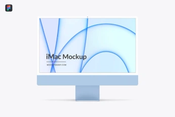 A cover of "Website Display on iMac" cluster. The owner is envelopemockups. The cluster consists of 2 elements.