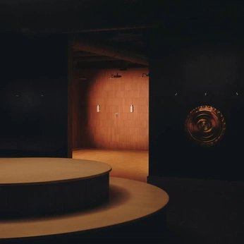 A cover of "INTERIORS:SPACES" cluster. The owner is sba.xyz. The cluster consists of 180 elements.