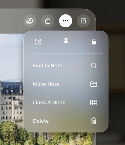 The user interface for the Notes app in Apple's visionOS. / Cosmos