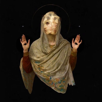 A cover of "⛪️ Dark Omens" cluster. The owner is shadycohen. The cluster description is "Catholic horror, dusty rosaries, pestilence, chants, dark angels". The cluster consists of 31 elements.