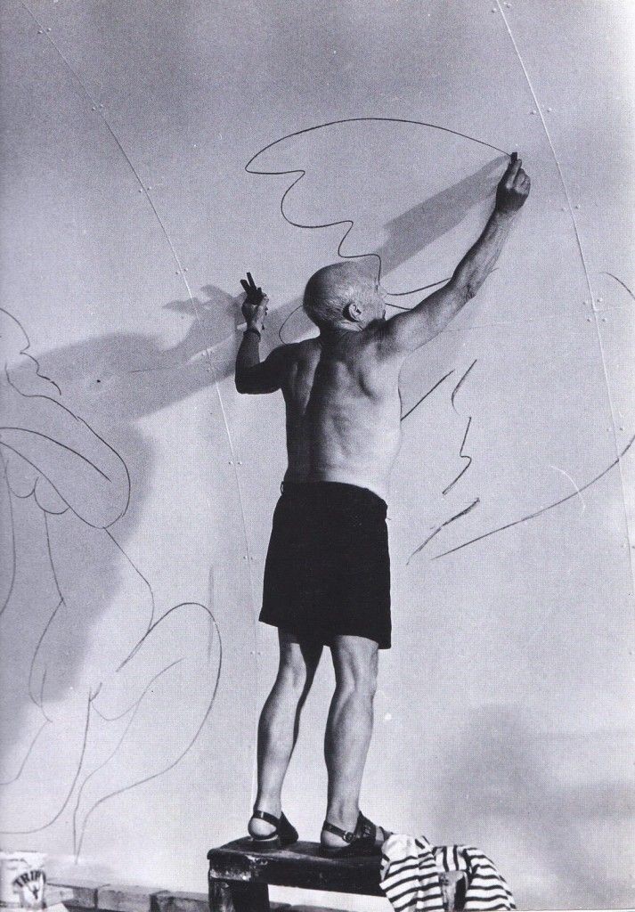 Artist Pablo Picasso in his studio, 1960. Photo by Brassaï.