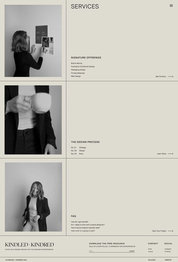 Website for the brand design studio Kindled Kindred, 2021.