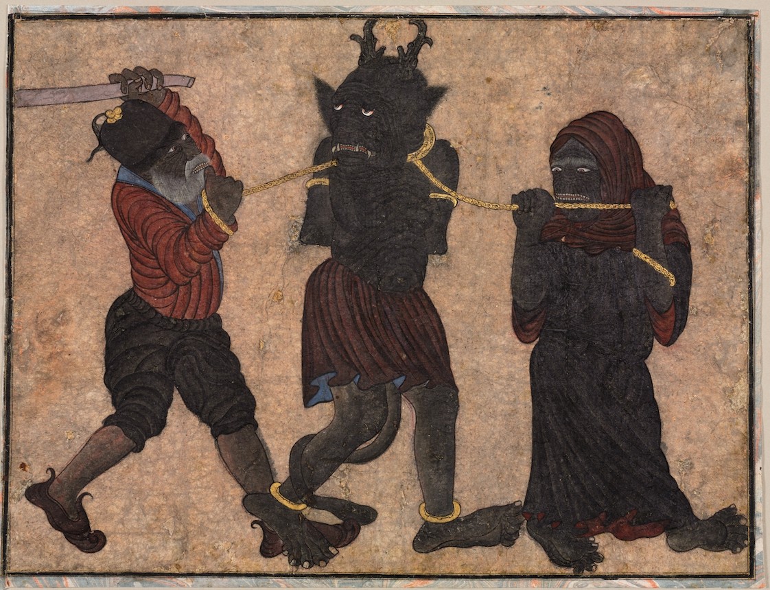 Demon in chains (c. 1453), by style of Muhammad Siya Qalam.