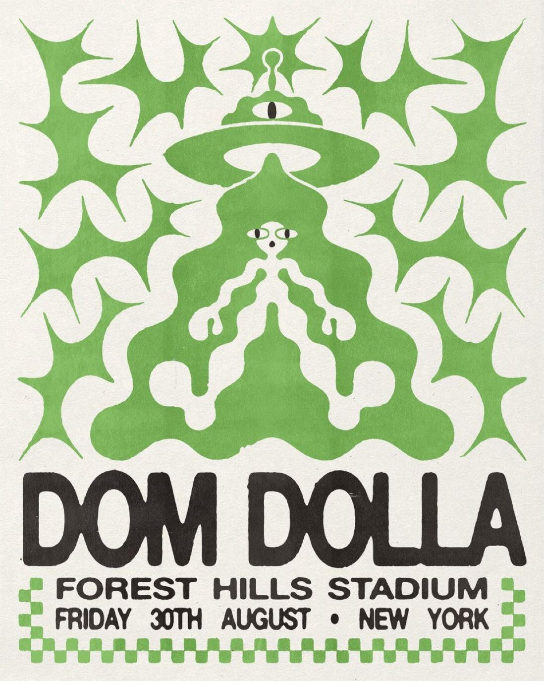 Poster by James Fava for Dom Dolla's 2024 show at Forest Hills Stadium in New York.