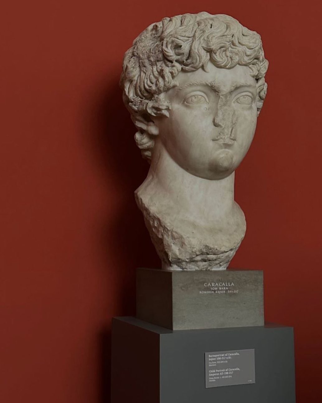 Roman marble bust, Child Portrait of Caracalla.