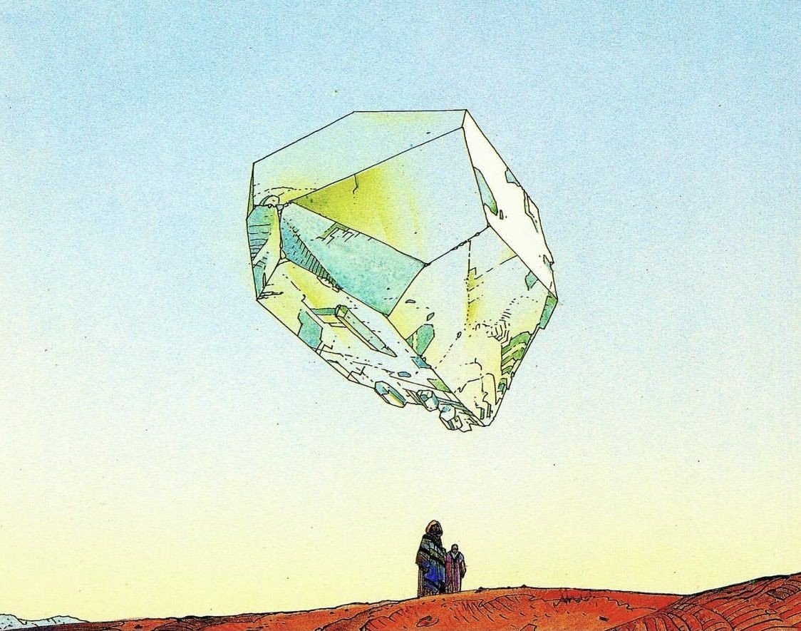 A Pinterest pin added by konstruct on Jan 16, 2025. The author is chil kat haiku❣. May present: moebius cristal, illustration, art, drawing.
