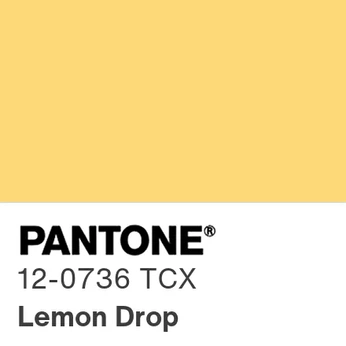 A cover of "Pantone, Lemon Drop" cluster. The owner is sarahlindsay. The cluster description is "PANTONE 12-0736 Lemon Drop / #FDD878 - References for Inspiration". The cluster consists of 68 elements.