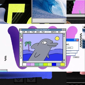 A cover of "網頁" cluster. The owner is yixuan1014. The cluster description is "蒸氣波風格涵蓋了90年代的網頁風格，令人懷舊並嚮往科技。

". The cluster consists of 27 elements.