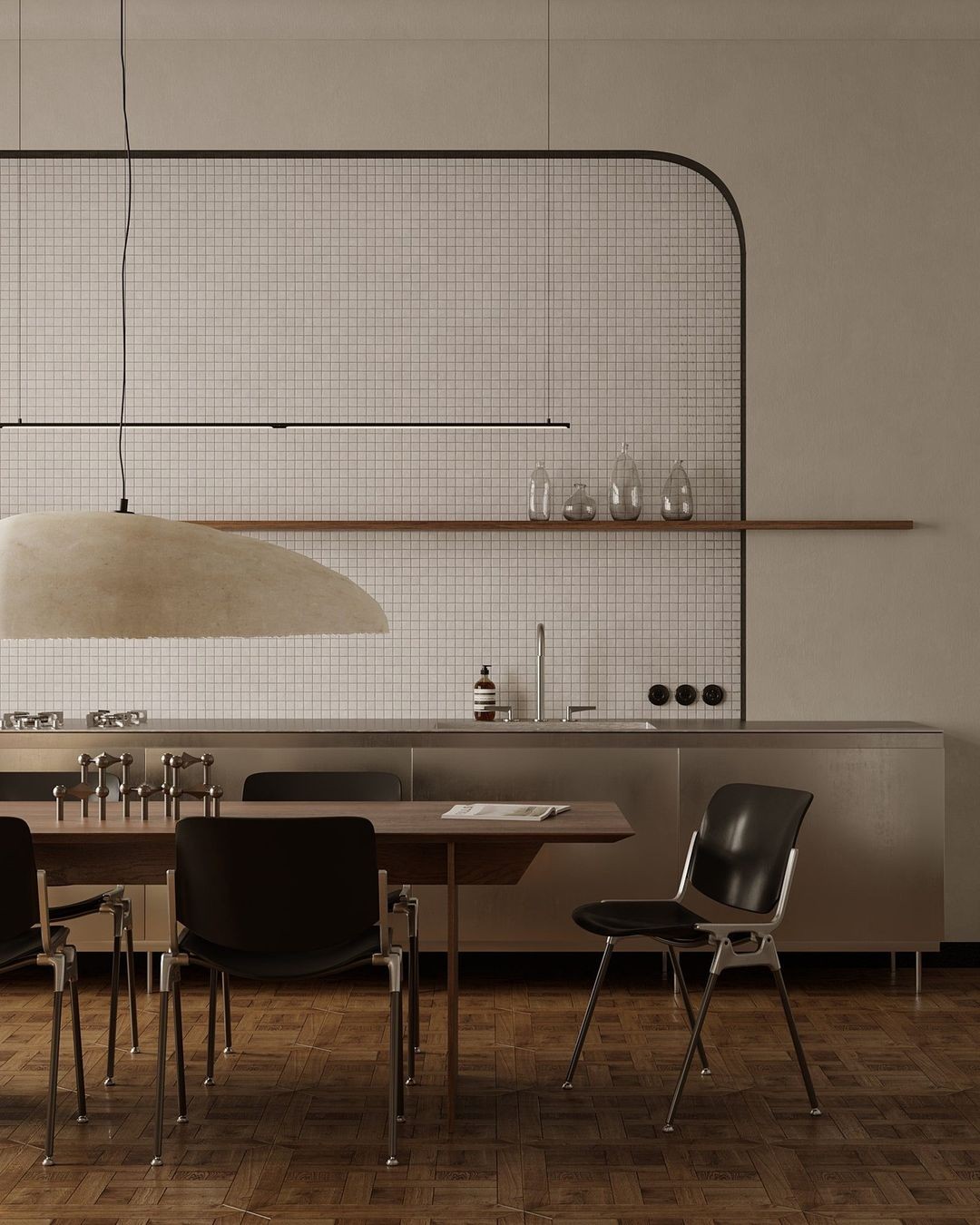 Digital rendering of the Warsaw No. 1 apartment project by interior architect Julia Anna Bimer.