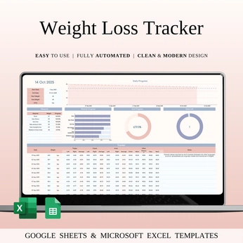 A cover of "Weight Loss Tracker" cluster. The owner is spreadsheetshub. The cluster description is "Weight Loss & Measurement Tracker + Calorie Template 2026". The cluster consists of 1 element.