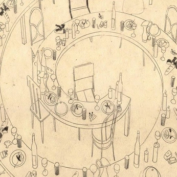 A cover of "dinner party 🍷" cluster. The owner is alliefitz. The cluster consists of 16 elements.