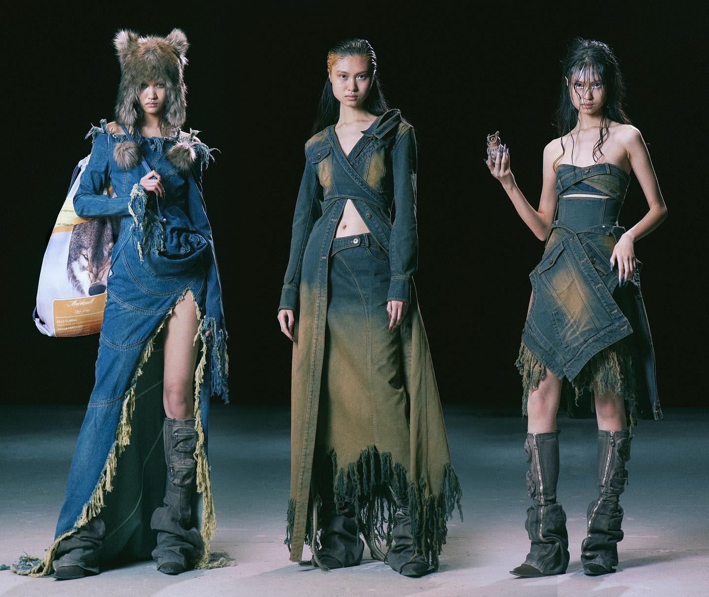 Looks from the MARRKNULL Fall/Winter 2023 collection, designed by Wang Wei and Tim Shi.