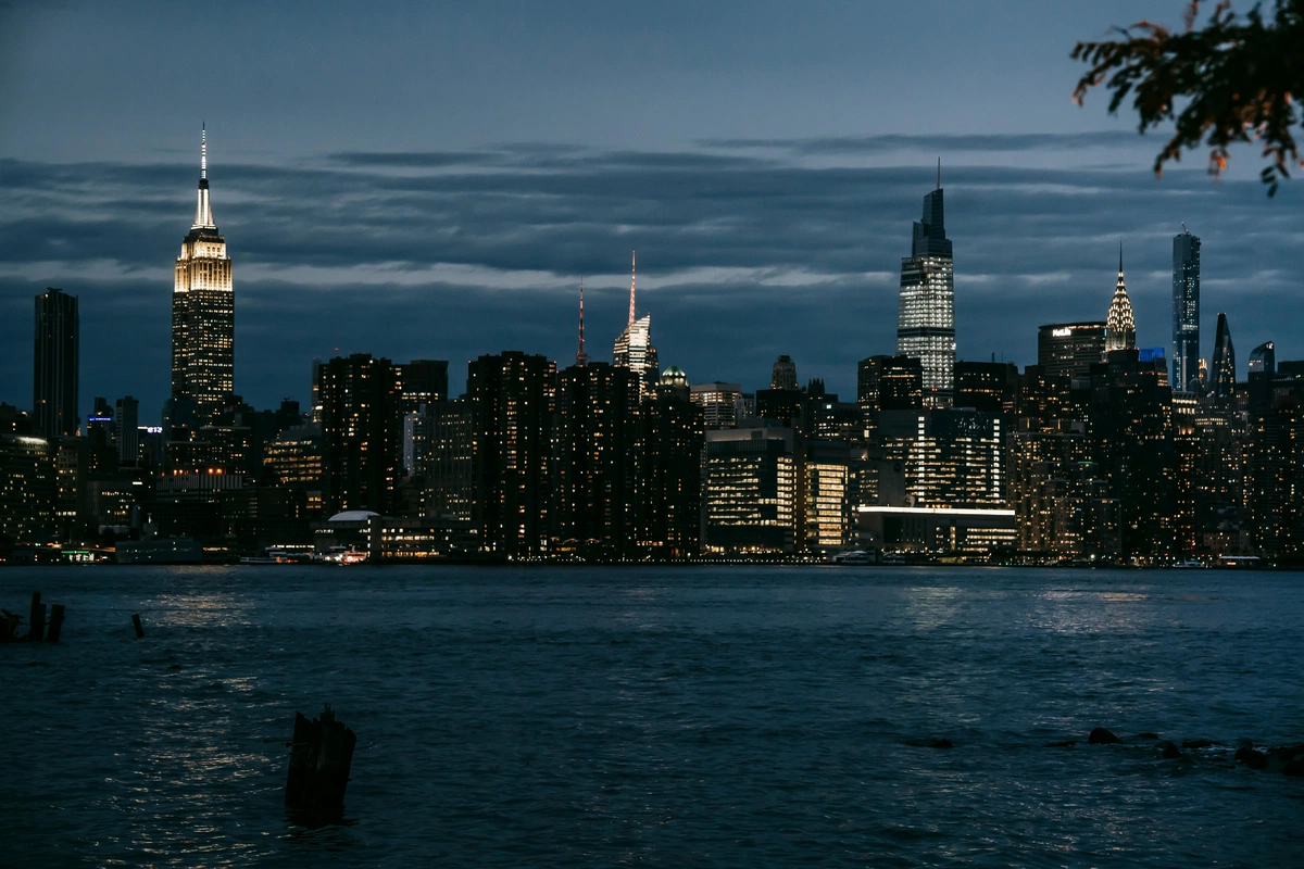 New York City skyline at dusk with the Empire State Building