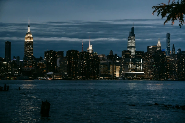 New York City skyline at dusk with the Empire State Building