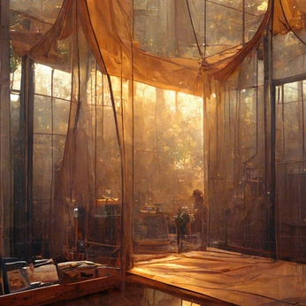 A cover of "Spaces" cluster. The owner is messybirkin. The cluster description is "Where warmth enters with conviction.". The cluster consists of 203 elements.