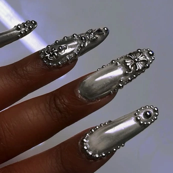 A cover of "silverse" cluster. The owner is bonded2glamour. The cluster description is ""everything looks better silver"". The cluster consists of 13 elements.