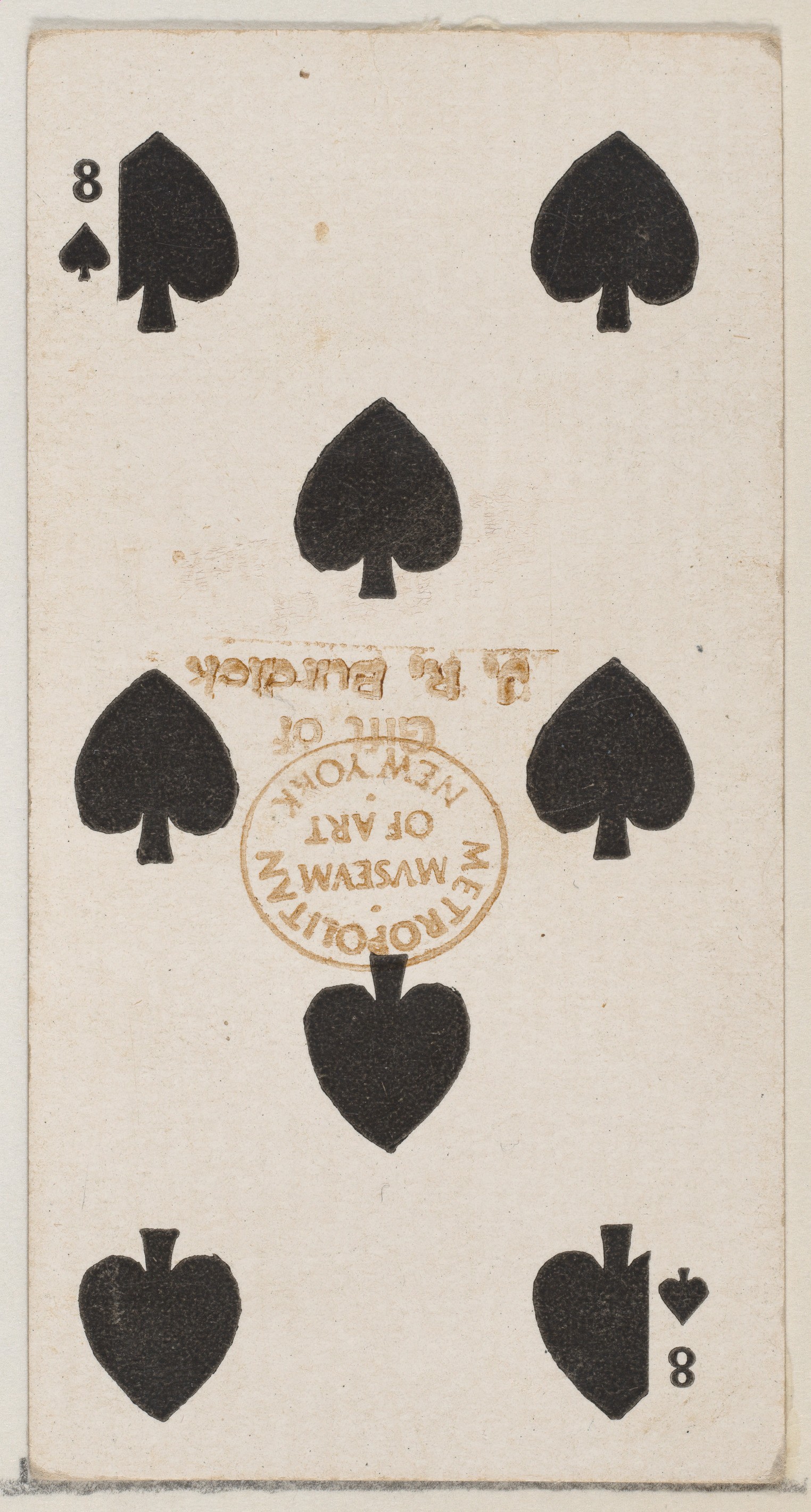 Eight Spades (black), from the Playing Cards series (N84) for Duke brand cigarettes