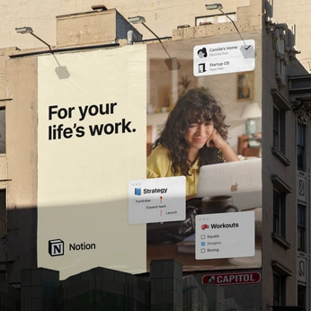 A cover of "Brand / Tech / Campaigns" cluster. The owner is didac. The cluster description is "Brand campaigns from tech brands like Ramp, Notion or Airbnb.". The cluster consists of 61 elements. 2 create it.