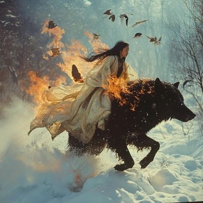 An Instagram  post added by mon.moon on Dec 27, 2023. The author is @the_brigadoon_dispatch. May present: sky, bird, people in nature, painting, art.