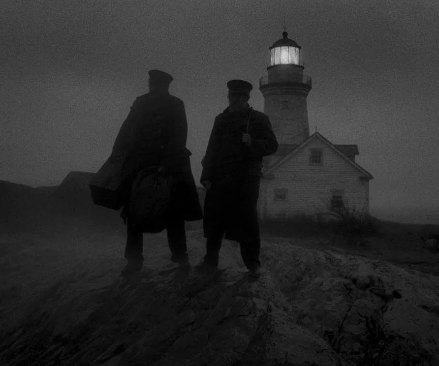 A still from Robert Eggers's film The Lighthouse (2019) starring Willem Dafoe and Robert Pattinson.