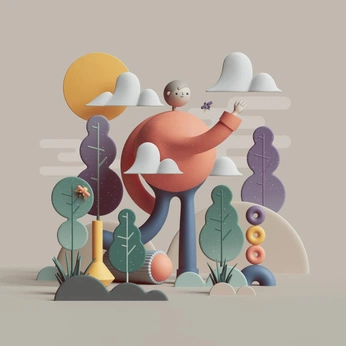 A cover of "3d illustration x UI" cluster. The owner is studioraneu. The cluster consists of 8 elements.