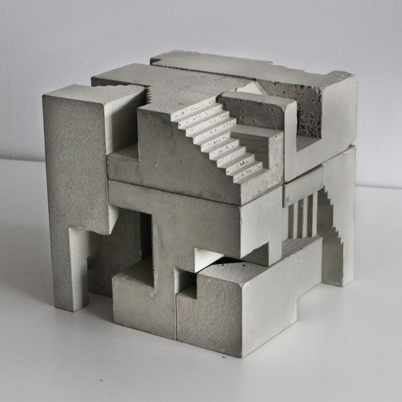 A modular concrete sculpture by artist David Umemoto, inspired by Brutalist architecture.