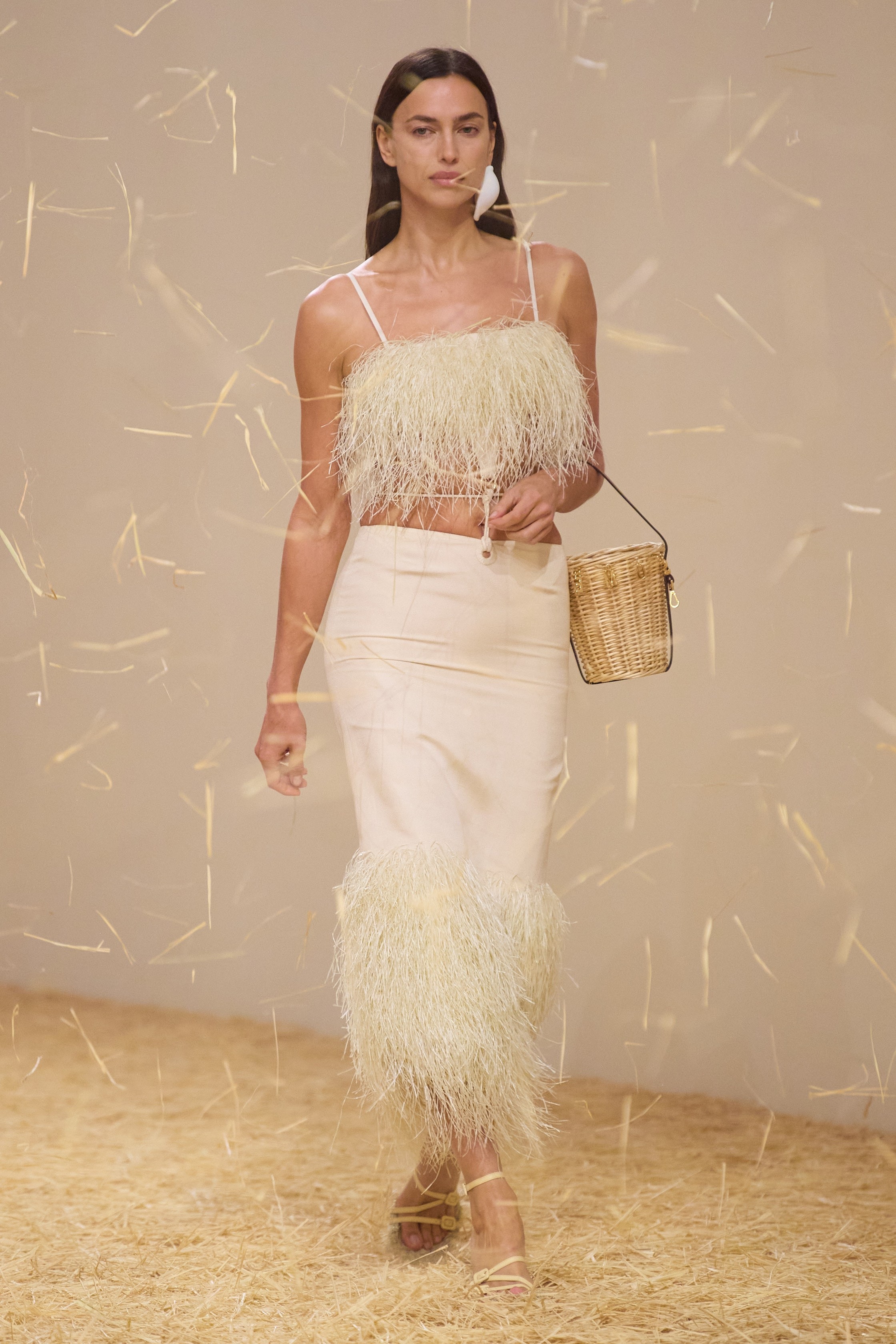 Irina Shayk for Jacquemus's Le Raphia Spring/Summer 2023 collection, shown in Paris.