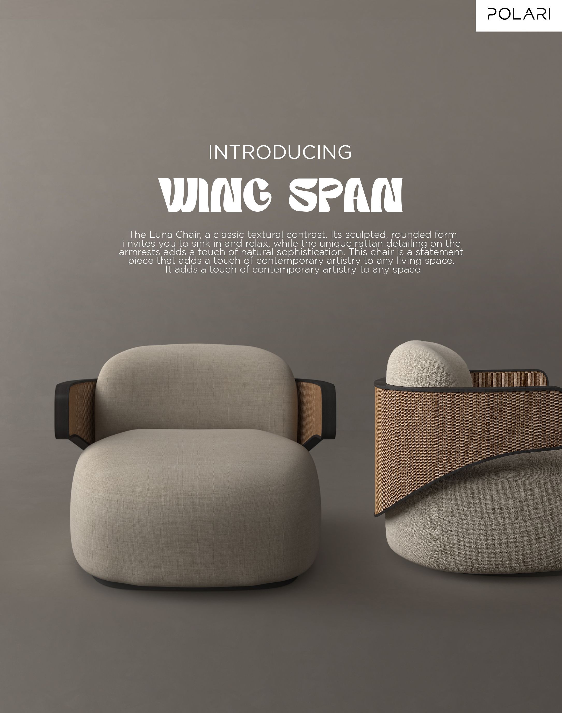 The Wing Span armchair, also identified as the Armchair BUN by WOO furniture.